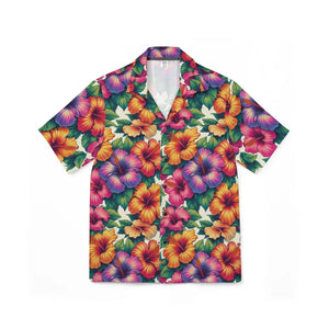 Vibrant Hawaiian Camp Shirt - Colorful Hibiscus Flowers - Dipaliz - Shirts - Xs