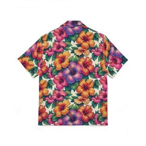 Vibrant Hawaiian Camp Shirt - Colorful Hibiscus Flowers - Dipaliz - Shirts - Xs
