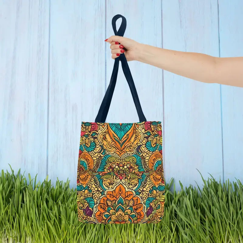 Colorful Indian Pattern Aop Tote Bag - 13’’ × / Navy Bags