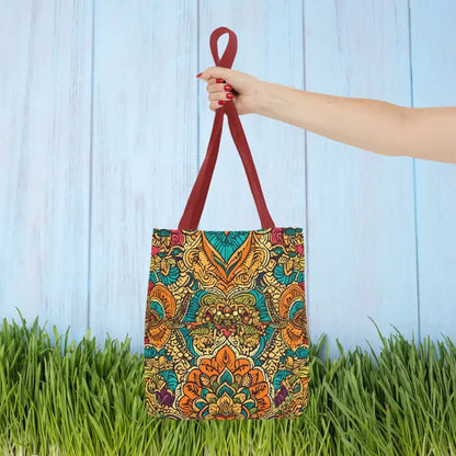 Colorful Indian Pattern Aop Tote Bag - 13’’ × / Red Bags