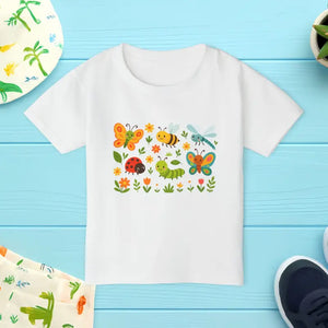 Colorful Insect Toddler Bug Graphic Tee Summer Playwear Dipaliz - White / 2t - T-shirts