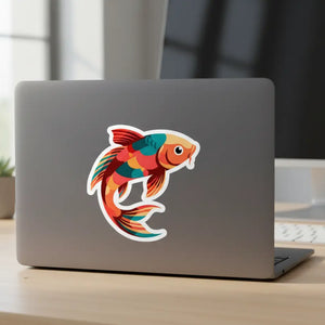 Colorful Koi Fish Kiss-cut Sticker - Vibrant Watercolor Decal for Laptops & Gear - Decorative Stickers