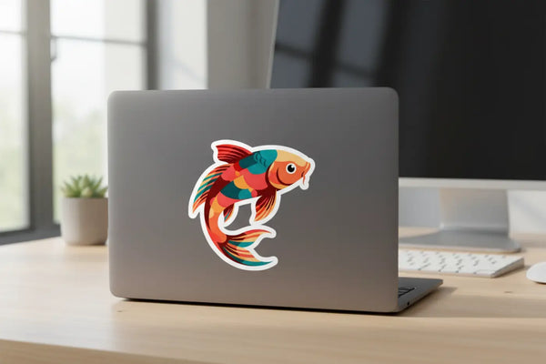 Colorful Koi Fish Kiss-cut Sticker - Vibrant Watercolor Decal for Laptops & Gear - Decorative Stickers