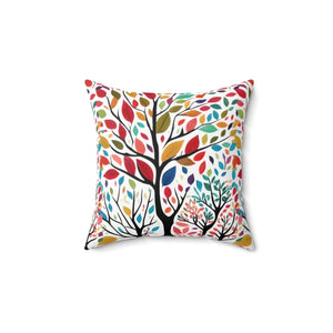 Colorful Leaves Tree Pillow – Polyester Decor - Dipaliz - Throw Pillows