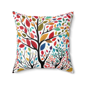 Colorful Leaves Tree Pillow – Polyester Decor - Dipaliz - Throw Pillows