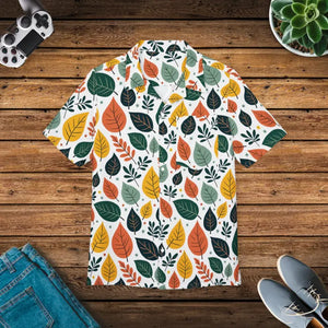 Vibrant Unisex Hawaiian Shirt Colorful Leaves Design - Dipaliz - s / White Stitching - Shirts