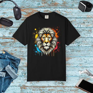 Colorful Lion Head T-shirt Wild Energy Statement Piece Dipaliz - Black / s - T-shirts