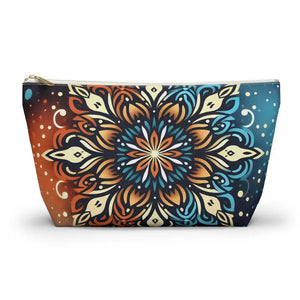 Boho Colorful Mandala Accessory Pouch - Vibrant Organizer - Dipaliz - Large / White Zipper - Cosmetic & Toiletry Bags