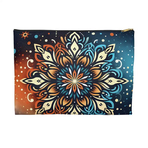 Mandala Accessory Pouch - Vibrant Design - Dipaliz - Large / Black Zipper - Cosmetic & Toiletry Bags