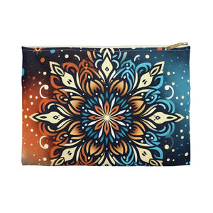 Mandala Accessory Pouch - Vibrant Design - Dipaliz - Small / White Zipper - Cosmetic & Toiletry Bags