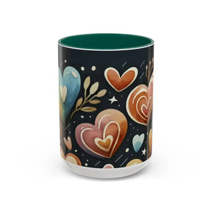 Colorful Mugs 11oz Hearts Pattern Coffee Cup - Dipaliz - 15oz / Green