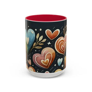 Colorful Mugs 11oz Hearts Pattern Coffee Cup - Dipaliz - 15oz / Red