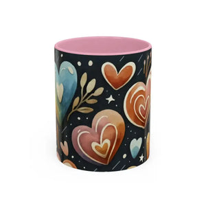 Colorful Mugs 11oz Hearts Pattern Coffee Cup - Dipaliz - Pink