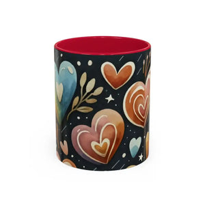 Colorful Mugs 11oz Hearts Pattern Coffee Cup - Dipaliz - Red