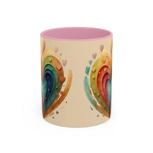 Ceramic Mugs Hearts Pattern Vibrant Joy Morning Coffee - Dipaliz - 11oz / Pink
