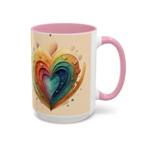 Ceramic Mugs Hearts Pattern Vibrant Joy Morning Coffee - Dipaliz
