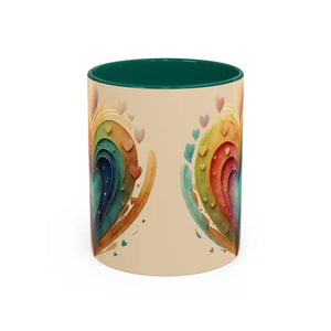 Ceramic Mugs Hearts Pattern Vibrant Joy Morning Coffee - Dipaliz - 11oz / Green