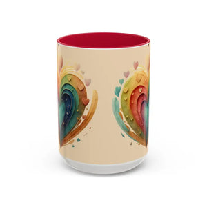 Ceramic Mugs Hearts Pattern Vibrant Joy Morning Coffee - Dipaliz - 15oz / Red