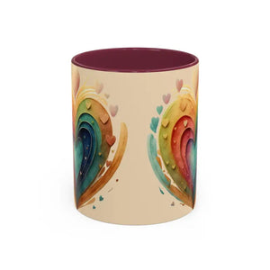 Ceramic Mugs Hearts Pattern Vibrant Joy Morning Coffee - Dipaliz - 11oz / Maroon