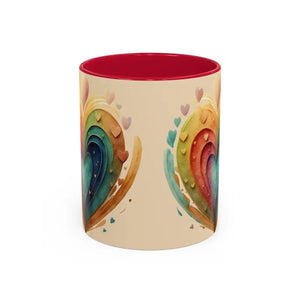 Ceramic Mugs Hearts Pattern Vibrant Joy Morning Coffee - Dipaliz - 11oz / Red