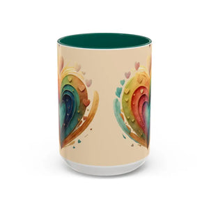 Ceramic Mugs Hearts Pattern Vibrant Joy Morning Coffee - Dipaliz - 15oz / Green