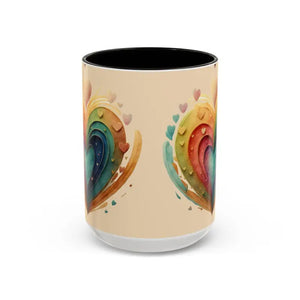 Ceramic Mugs Hearts Pattern Vibrant Joy Morning Coffee - Dipaliz - 15oz / Black