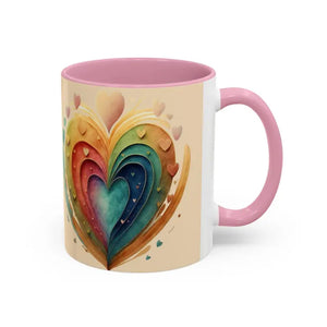 Ceramic Mugs Hearts Pattern Vibrant Joy Morning Coffee - Dipaliz