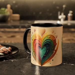 Ceramic Mugs Hearts Pattern Vibrant Joy Morning Coffee - Dipaliz - 11oz / Black