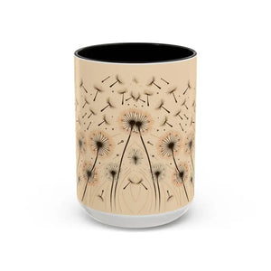Mug - Dreamy Dandelion Mugs - Whimsical Colorful Kitchen Joy - Dipaliz 15oz / Black