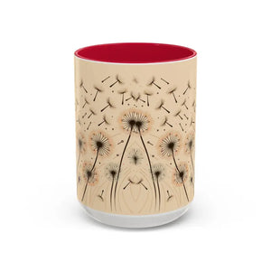 Mug - Dreamy Dandelion Mugs - Whimsical Colorful Kitchen Joy - Dipaliz 15oz / Red