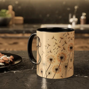 Mug - Dreamy Dandelion Mugs - Whimsical Colorful Kitchen Joy - Dipaliz 11oz / Black