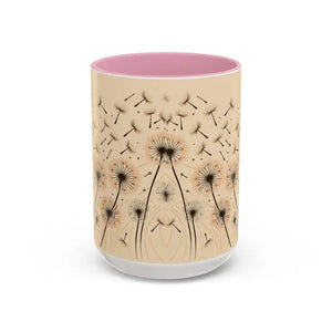 Mug - Dreamy Dandelion Mugs - Whimsical Colorful Kitchen Joy - Dipaliz 15oz / Pink