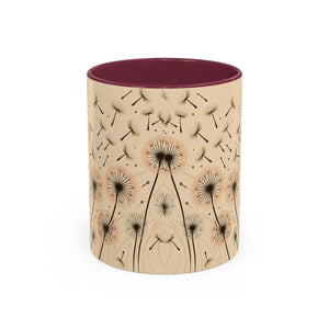 Mug - Dreamy Dandelion Mugs - Whimsical Colorful Kitchen Joy - Dipaliz 11oz / Maroon