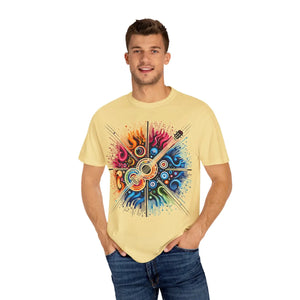 Colorful Musical Vibes Unisex Garment Dyed Shirt - Dipaliz - T-shirts