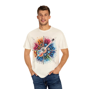 Colorful Musical Vibes Unisex Garment Dyed Shirt - Dipaliz - T-shirts