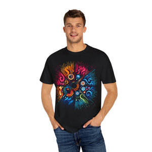 Colorful Musical Vibes Unisex Garment Dyed Shirt - Dipaliz - T-shirts