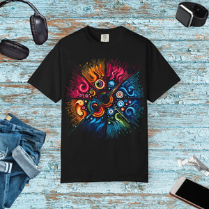 Colorful Musical Vibes Unisex Garment Dyed Shirt - Dipaliz - T-shirts