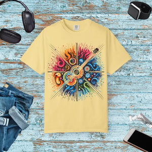Colorful Musical Vibes Unisex Garment-dyed T-shirt - Dipaliz - Butter / s - T-shirts