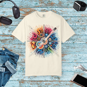 Colorful Musical Vibes Unisex Garment Dyed Shirt - Dipaliz - T-shirts