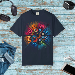 Colorful Musical Vibes Unisex Garment Dyed Shirt - Dipaliz - T-shirts