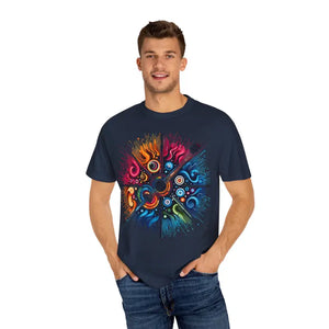 Colorful Musical Vibes Unisex Garment-dyed T-shirt - Dipaliz - T-shirts