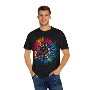 Colorful Musical Vibes Unisex Garment-dyed T-shirt - Dipaliz - T-shirts
