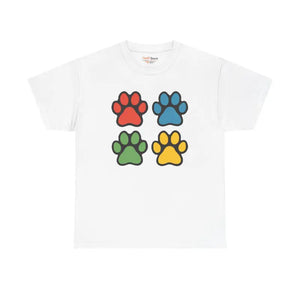 Colorful Paw Print Unisex Heavy Cotton Tee - Dipaliz - White / s - T-shirts