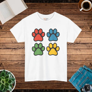 Colorful Paw Print Unisex Heavy Cotton Tee - Dipaliz - T-shirts