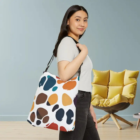 Colorful Paw Prints Adjustable Tote Bag (aop) - 16’’ × Bags