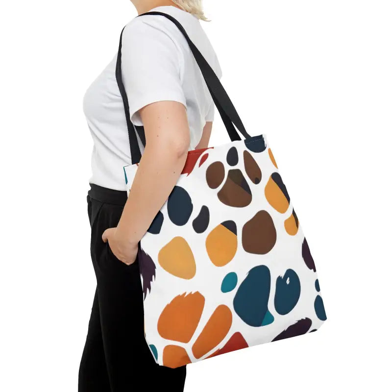 Colorful Paw Prints Tote: your Perfect Adventure Companion! - Large Bags