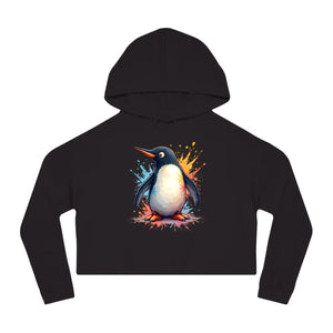 Colorful Penguin Cropped Hooded Sweatshirt - Dipaliz - Sweatshirts