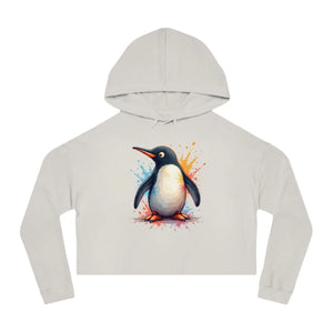 Colorful Penguin Cropped Hooded Sweatshirt - Dipaliz - Sweatshirts