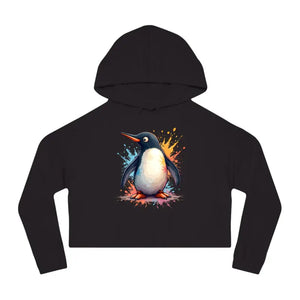 Penguin Cropped Hooded Sweatshirt - Featherlight Colorful - Dipaliz - Black / Xs - Sweatshirts