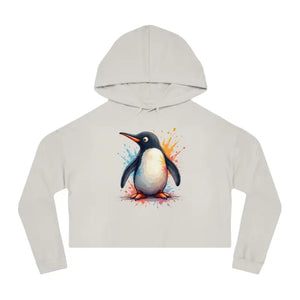 Penguin Cropped Hooded Sweatshirt - Featherlight Colorful - Dipaliz - Bone / Xs - Sweatshirts